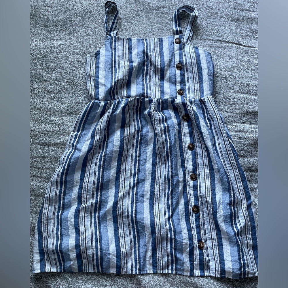 Blue and White Striped Dress